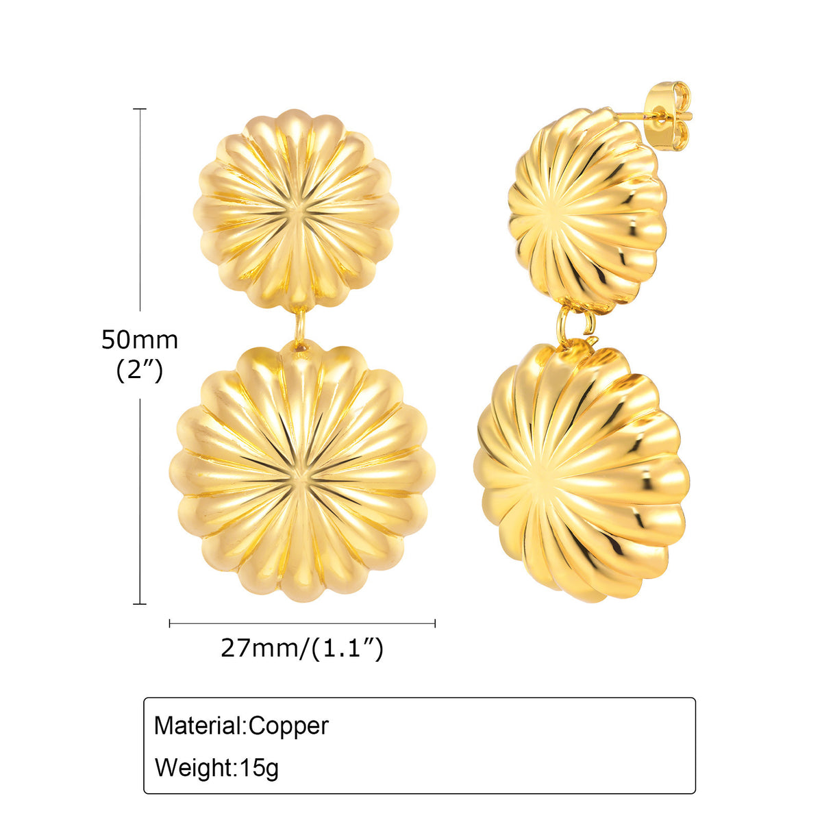 Modern Gold-Tone Stainless Steel Earrings