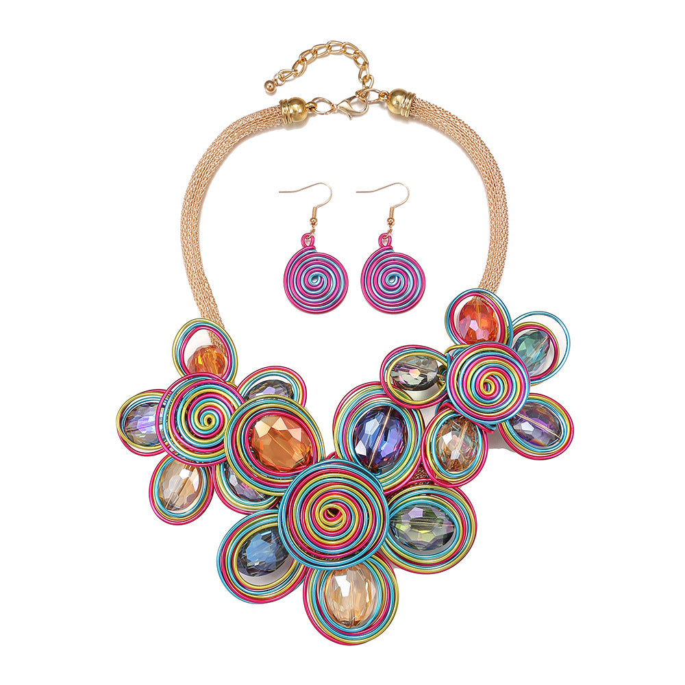 Exquisite Handcrafted Aluminum and Glass Necklace Set