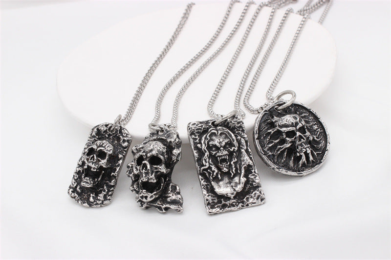 Planderful Punk Rock Skull Pendant Titanium Steel Personalized Retro European American Unisex Necklace