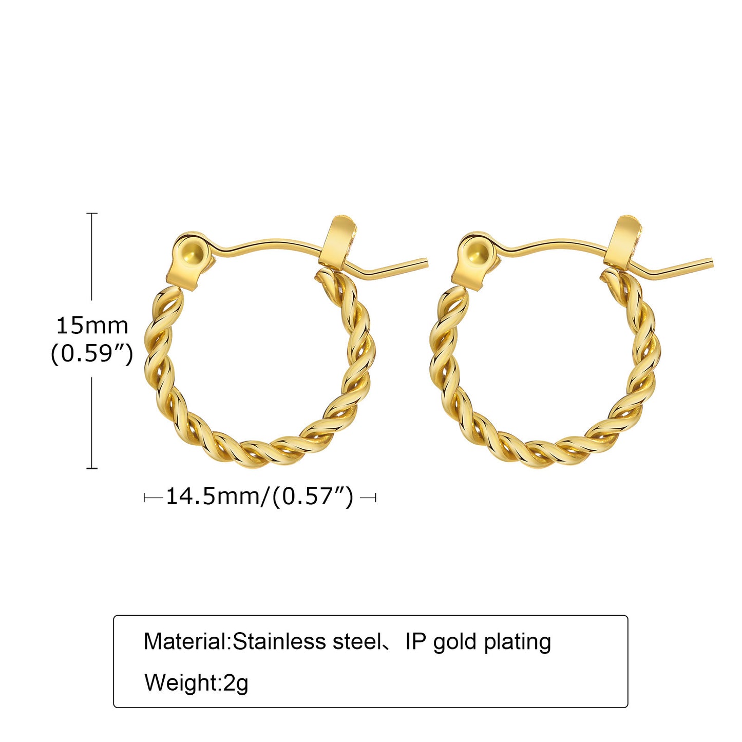 Stainless Steel Twist Earrings Gold Women's Titanium Steel