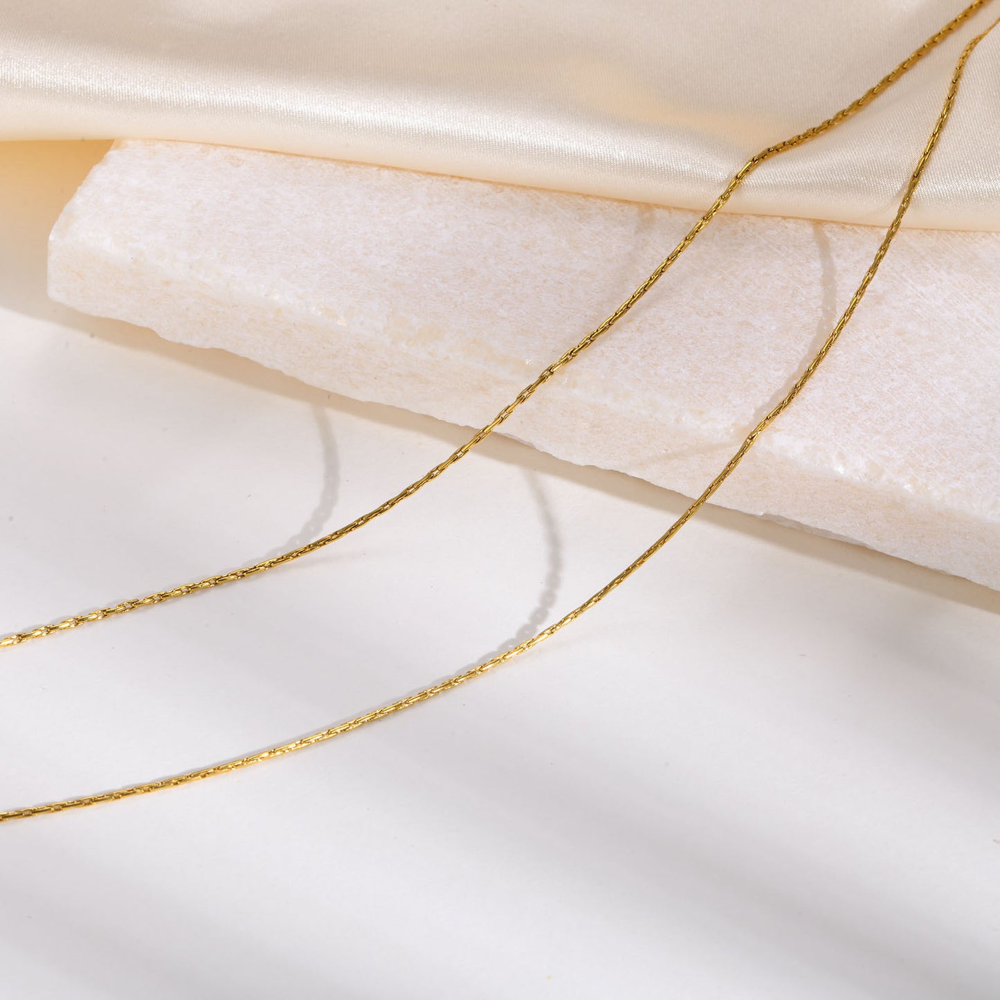 Stainless Steel Double-Layer Hammer Round Chain Necklace Gold