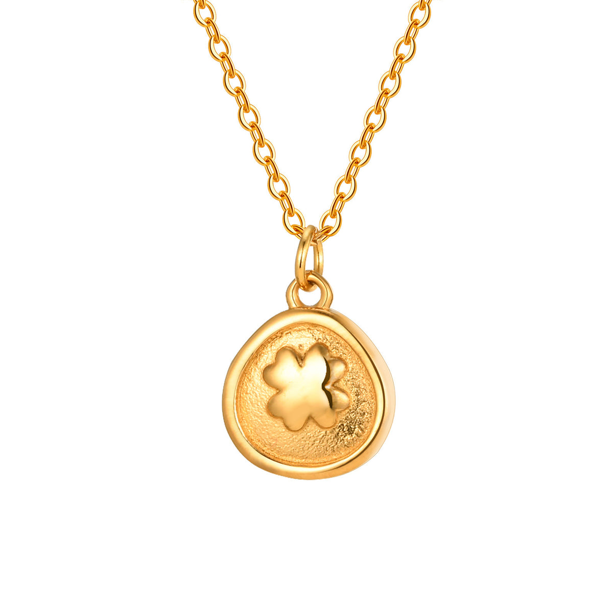 Stainless Steel Flat Cross Chain – Four-Leaf Gold-Plated Necklace – Collarbone Chain