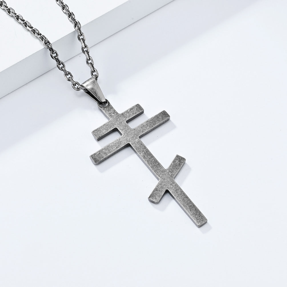 Steel Necklace - Vintage Orthodox Cross Pendant