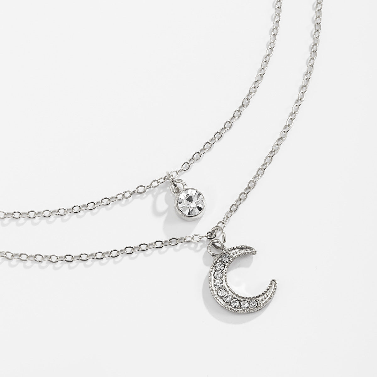 Planderful Collarbone Necklace With Rhinestone Tassel And Personalized Crescent Double Layer For Women