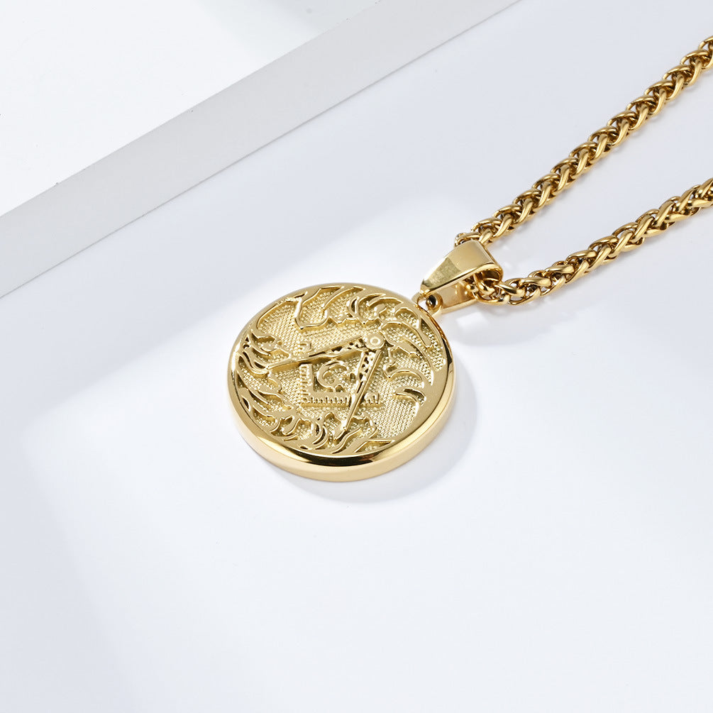 Stainless Steel Durable Pendant Necklace For Men Retro European American Trend Planderful Fraternity Style