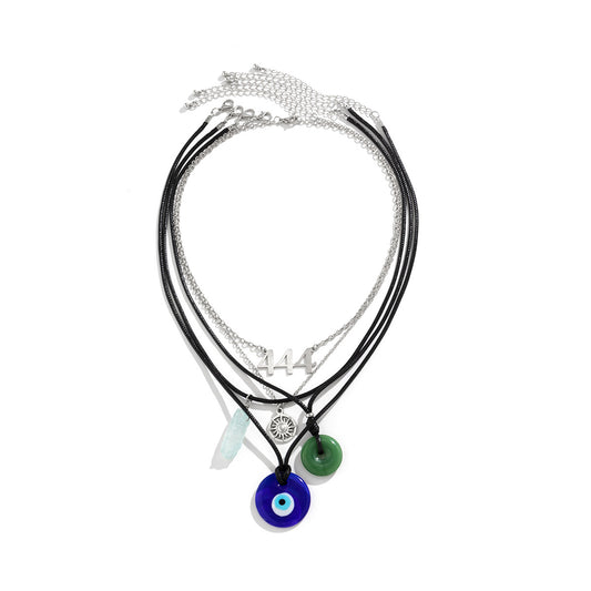 Vintage Devil's Eye and Turquoise Pendant Necklace