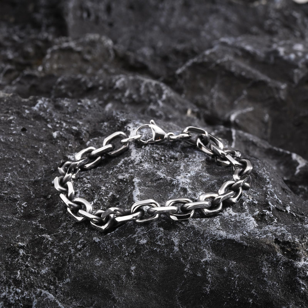 Corner Chain Thick Simple Stainless Steel Bracelet for Men
