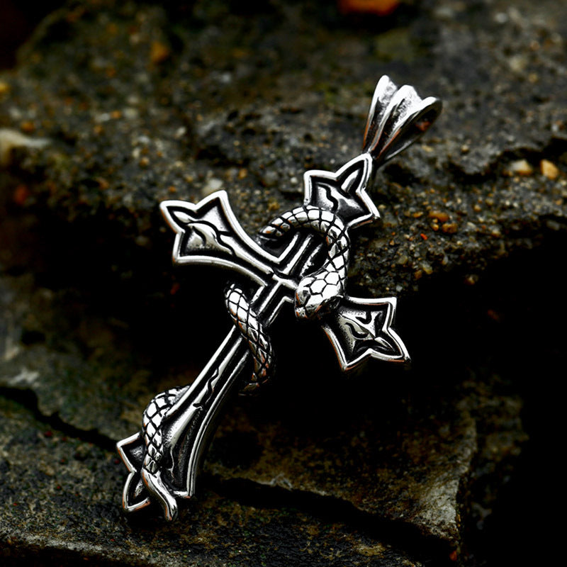 Gothic Titanium Steel Double Skeleton Pendant with Retro Punk Hip Hop Style for Men