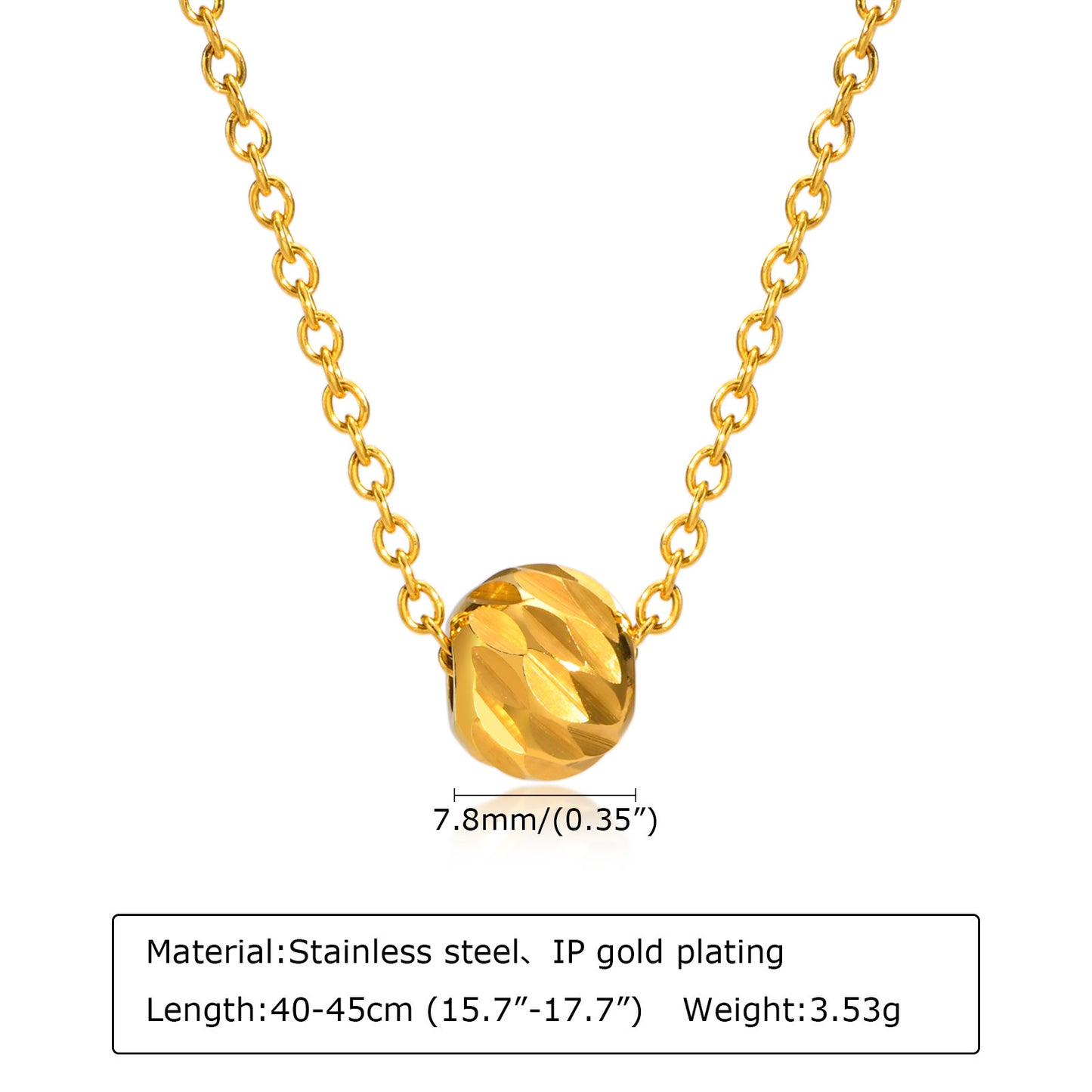 Stainless Steel Single Bead Women's Necklace Fashion Jewelry