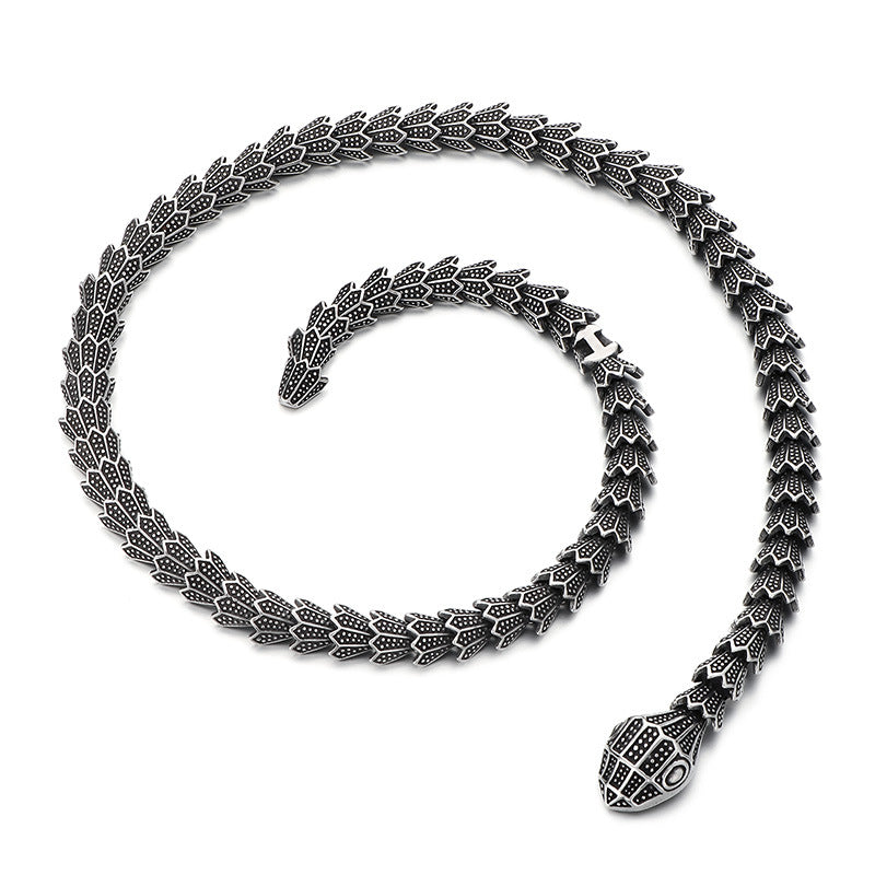 Planderful Men Snake Necklace Titanium Steel Punk Style