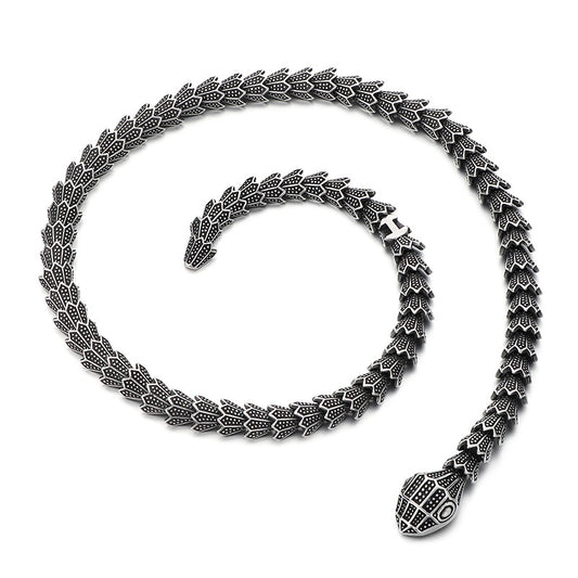 Planderful Men Snake Necklace Titanium Steel Punk Style