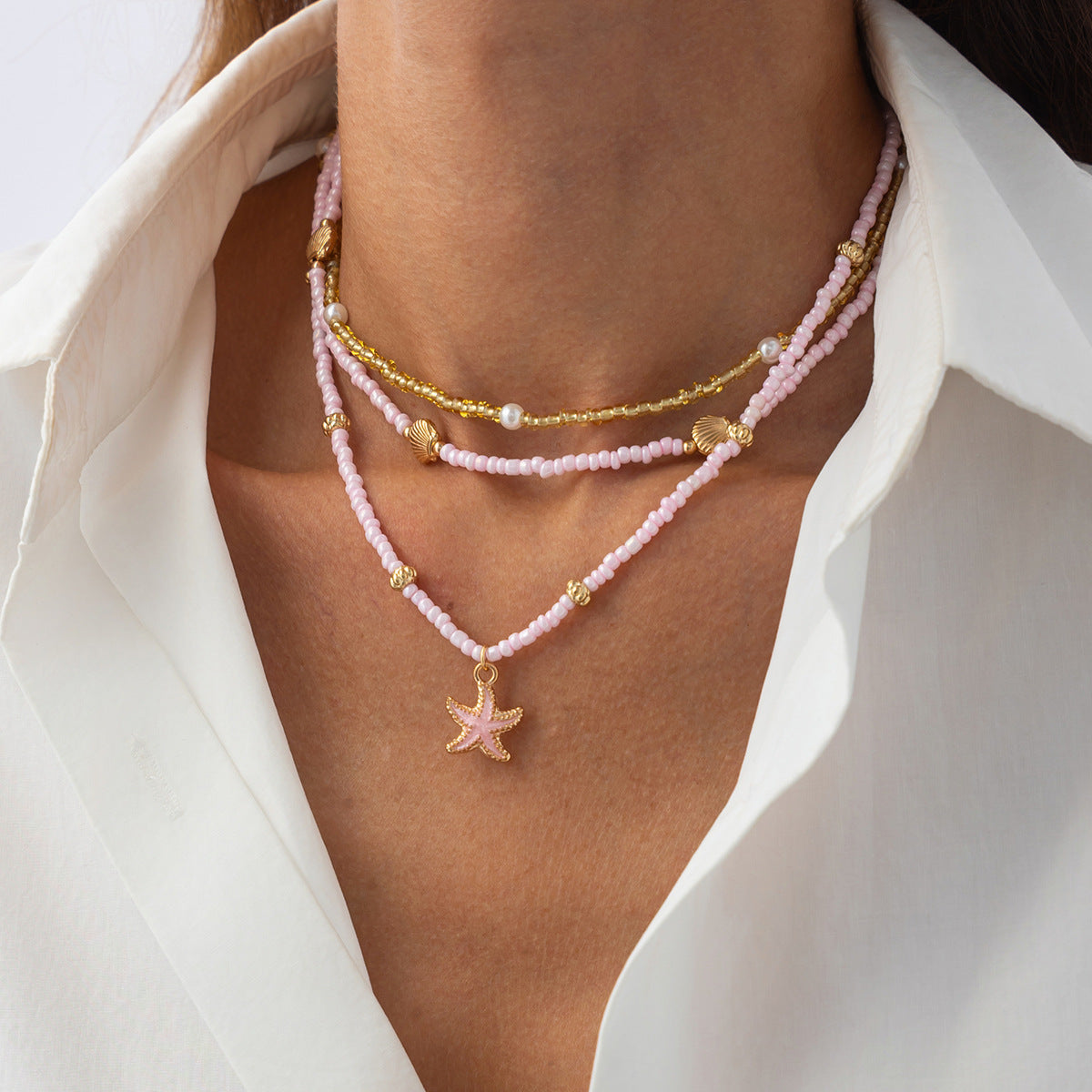 Starfish Pearl-Style Bohemian Layered Necklace