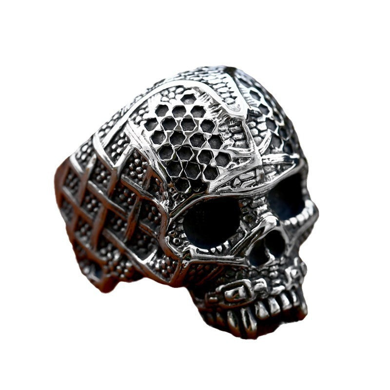 Punk Skull Titanium Steel Ring for Men - Wholesale European and American Hip Hop Style