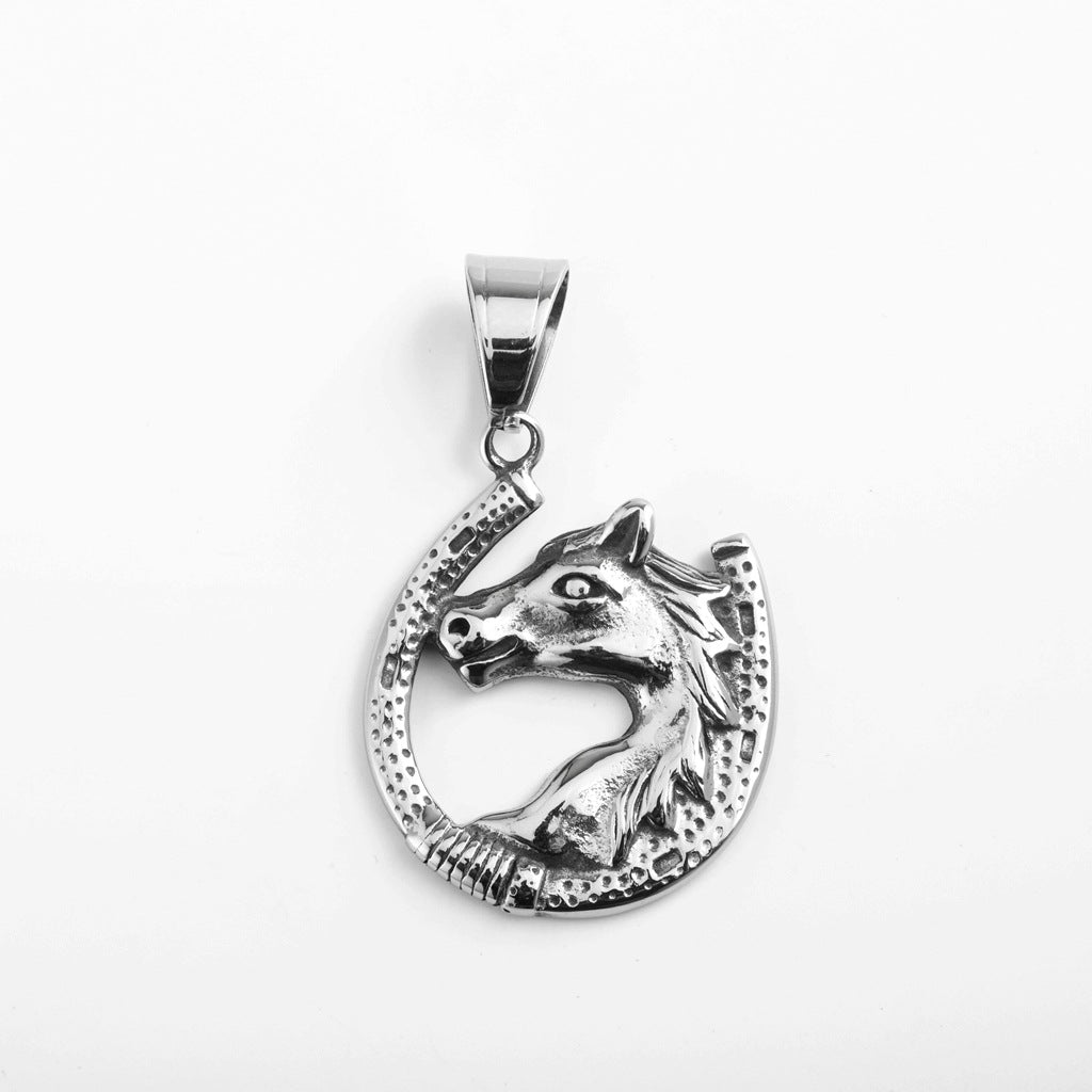 Vintage Horse Stainless Steel Pendant Necklace
