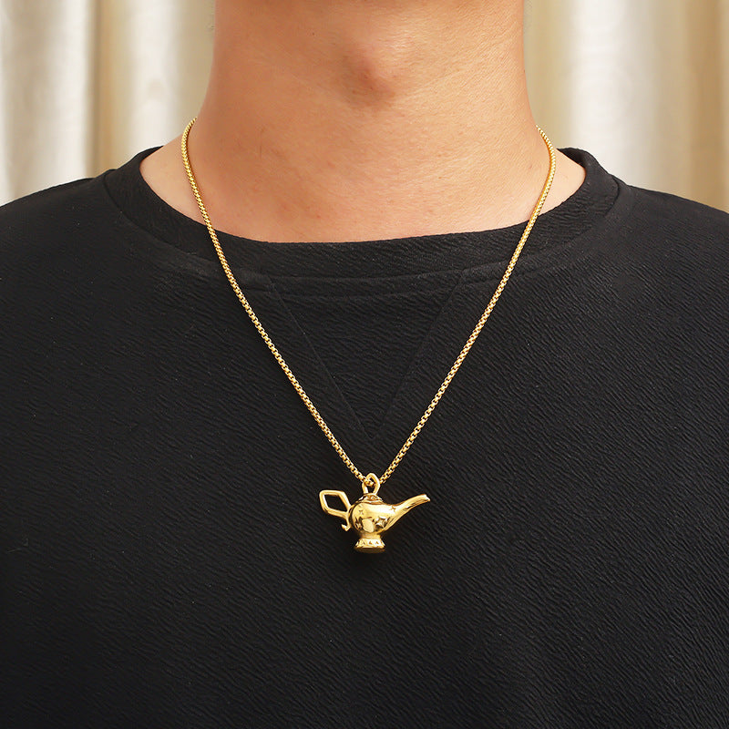 Retro Magic Lamp Pendant in Titanium Steel for Men and Women - Wishing Search Design by Planderful