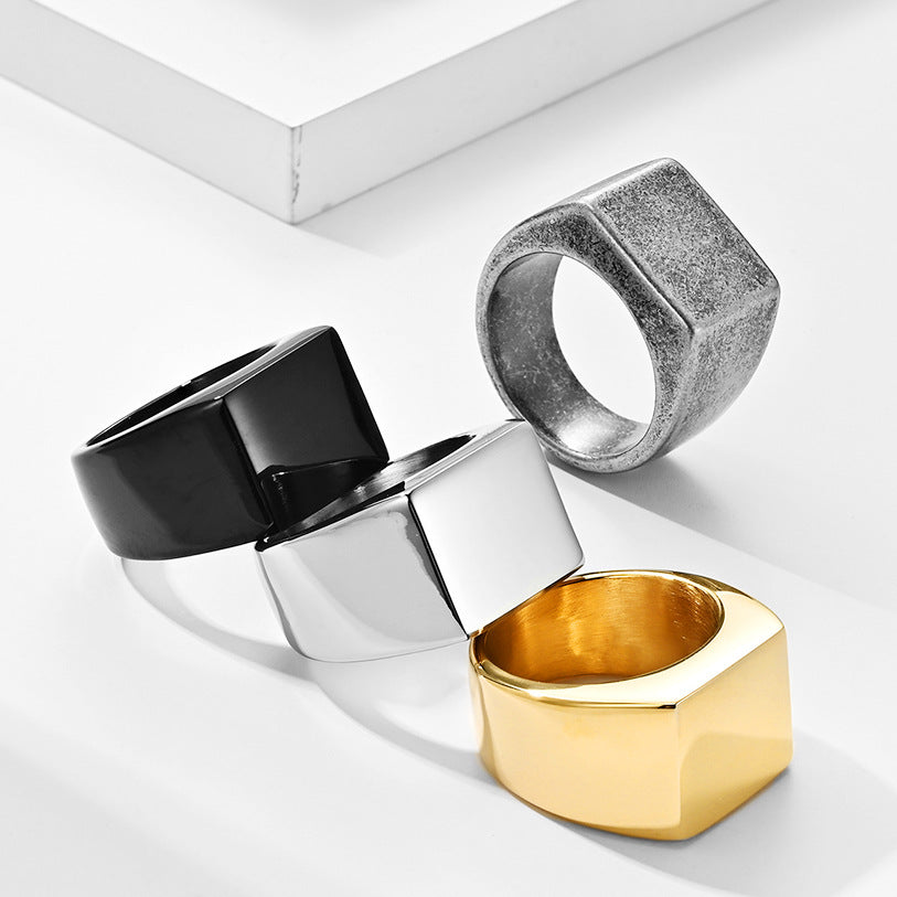 Steel Ring – Statement Geometric Men's Ring