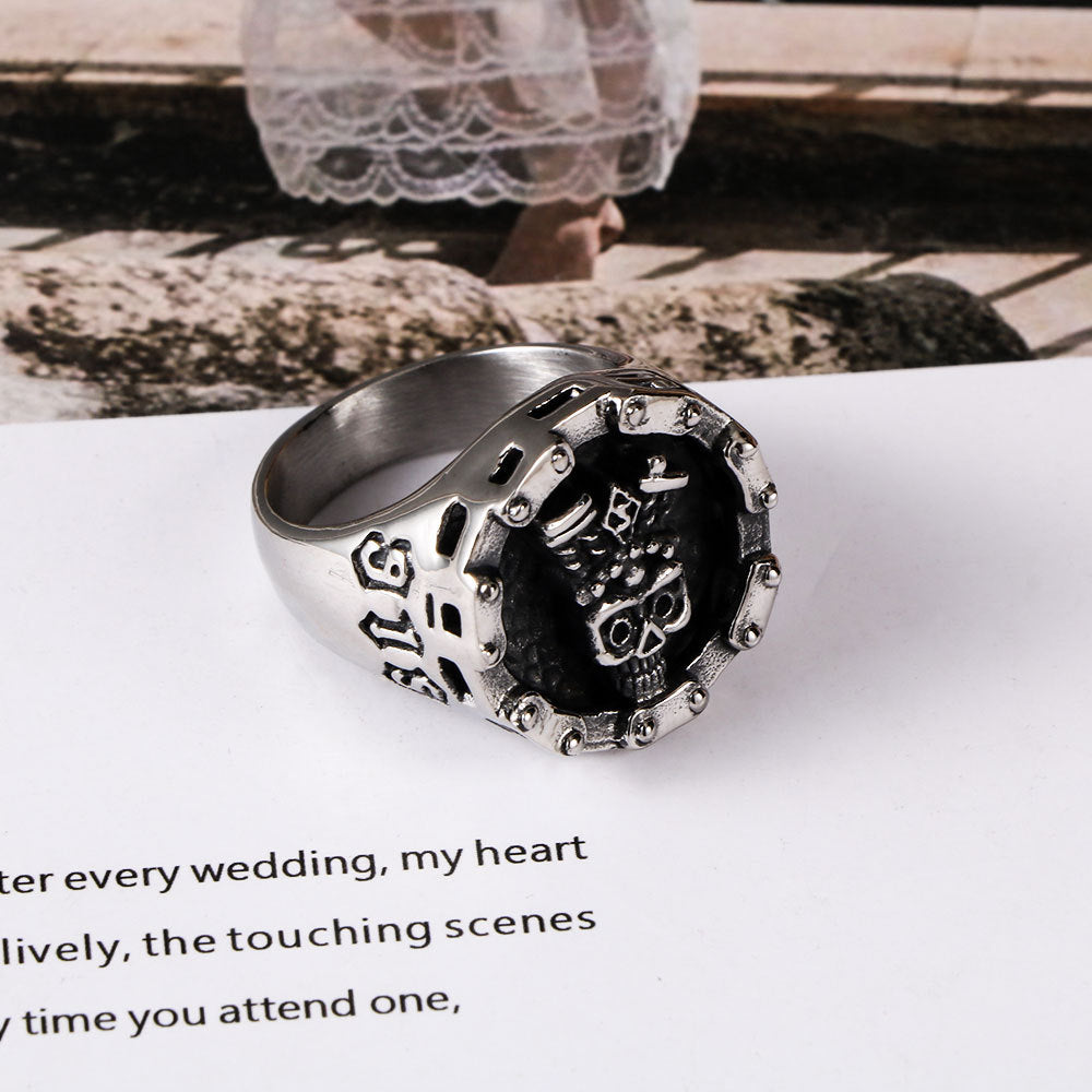 European American Titanium Steel Skeleton Car Chain Ring