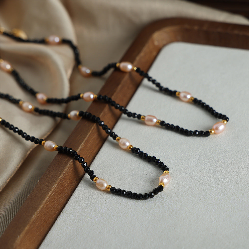 Tianhe Stone and Pearl Handmade Necklace - Middle Ancient Style Luxurious Jewelry