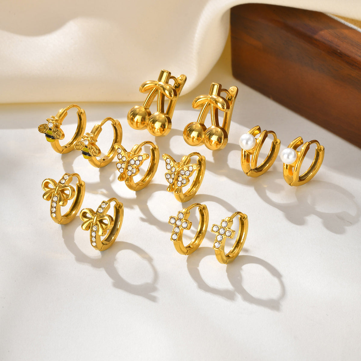 Stainless Steel Zircon Geometric Earrings