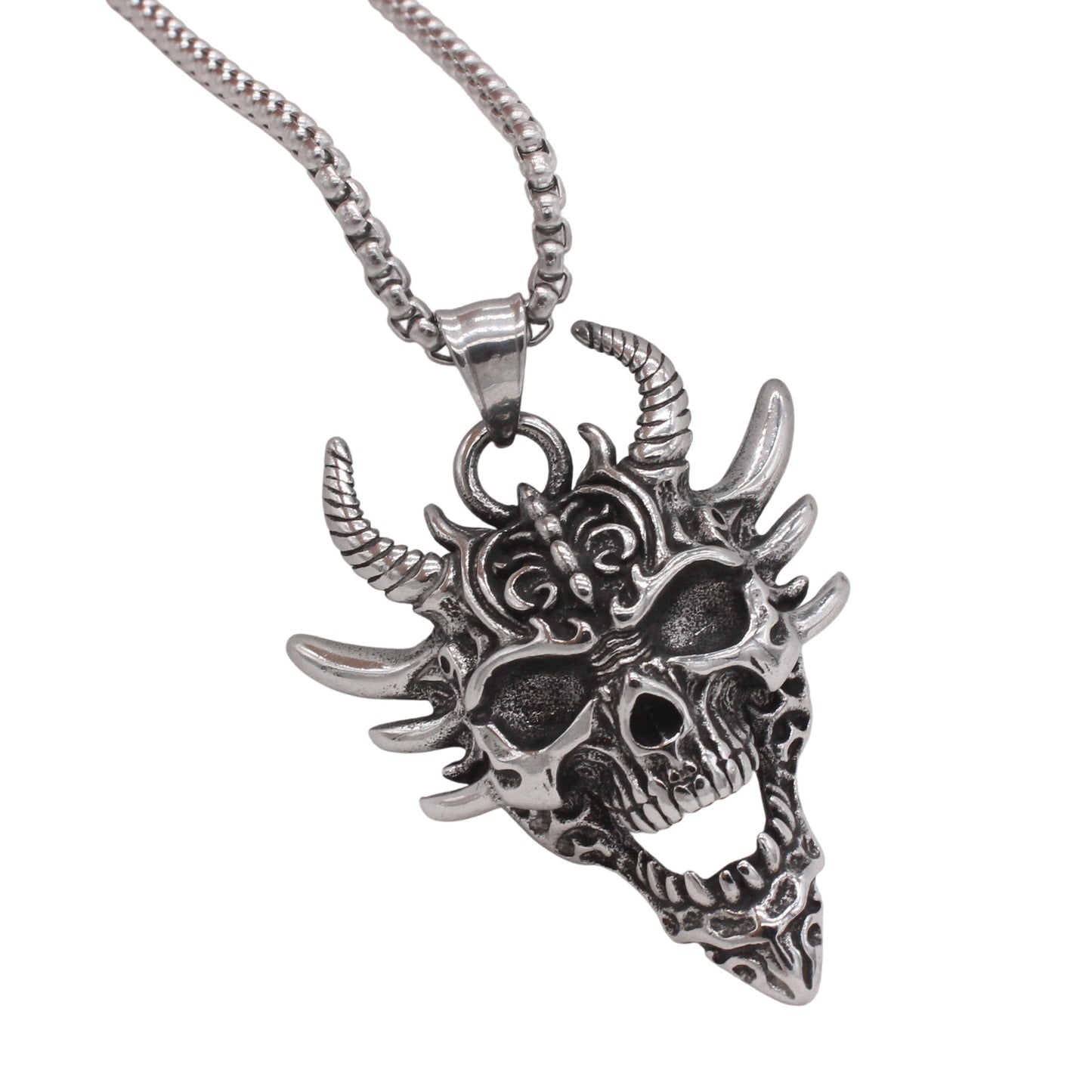 Planderful Jewelry Vintage Skull Pendant For Men Titanium Steel With Gothic Detailing
