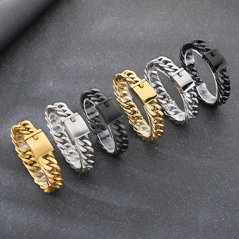 Planderful Premium Cuban Link Bracelet Men 18mm Titanium