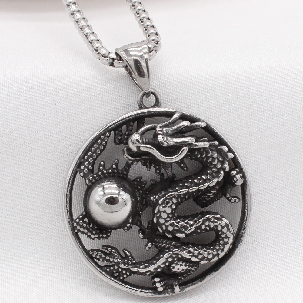 Dragon Pendant Necklace For Men Unisex Titanium Steel Protection Charm Planderful Everyday Genie