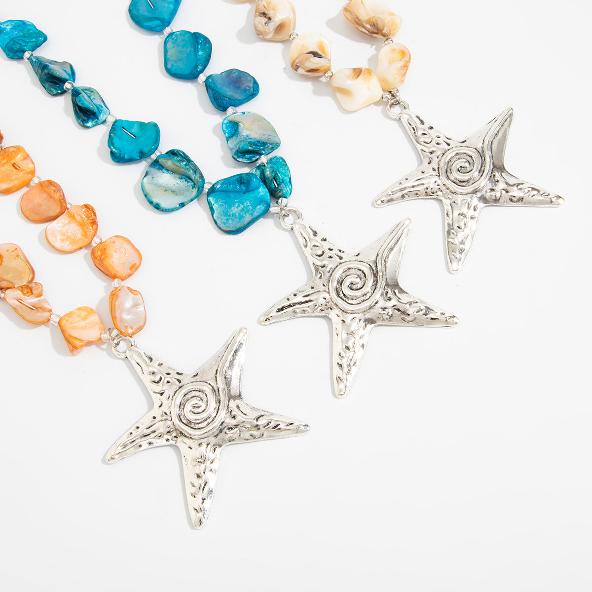 Marine Alloy Starfish Pendant Collarbone Chain Necklace Holiday Wind Irregular Shell Piece