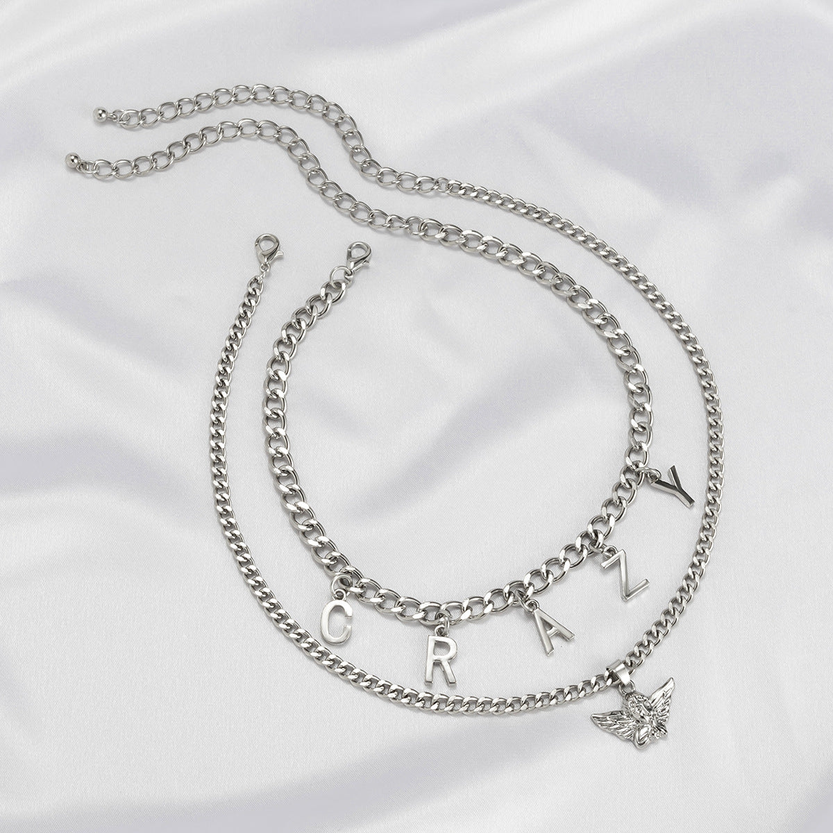Planderful Vienna Verve Letter Tassel Necklace For Women - Retro Collarbone Chain Hip Hop Angel Style Statement Jewelry