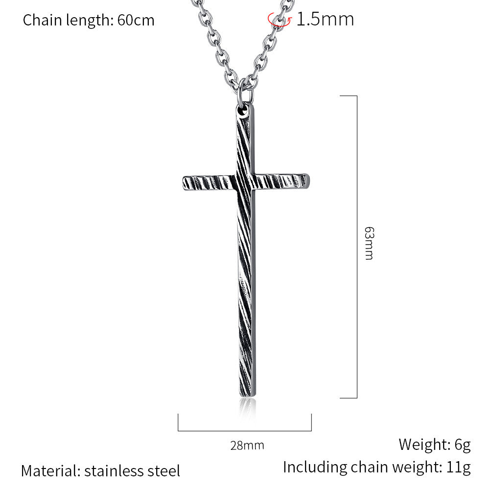 Planderful Cross Necklace Titanium Steel Unisex Retro Pendant Timeless Versatile Everyday Genie Collection