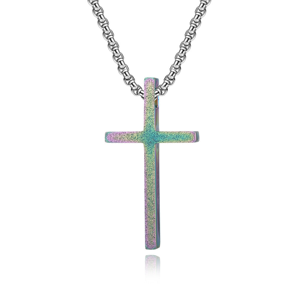 Planderful Cross Necklace Pendant Matte Titanium Steel For Everyday Wear Gift For Him