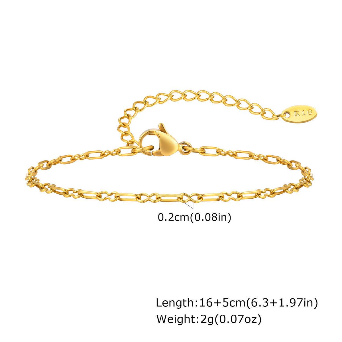 Stainless Steel Handmade Chain Gold Necklace Bracelet Women's