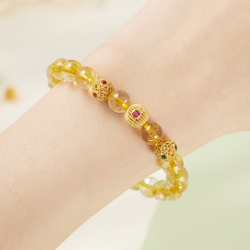 Summer S925 Sterling Silver Bracelet Girls Gift Handmade Citrine