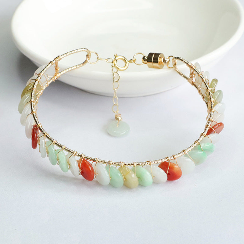 Jadeite Peace Buckle 8 mm Bracelet