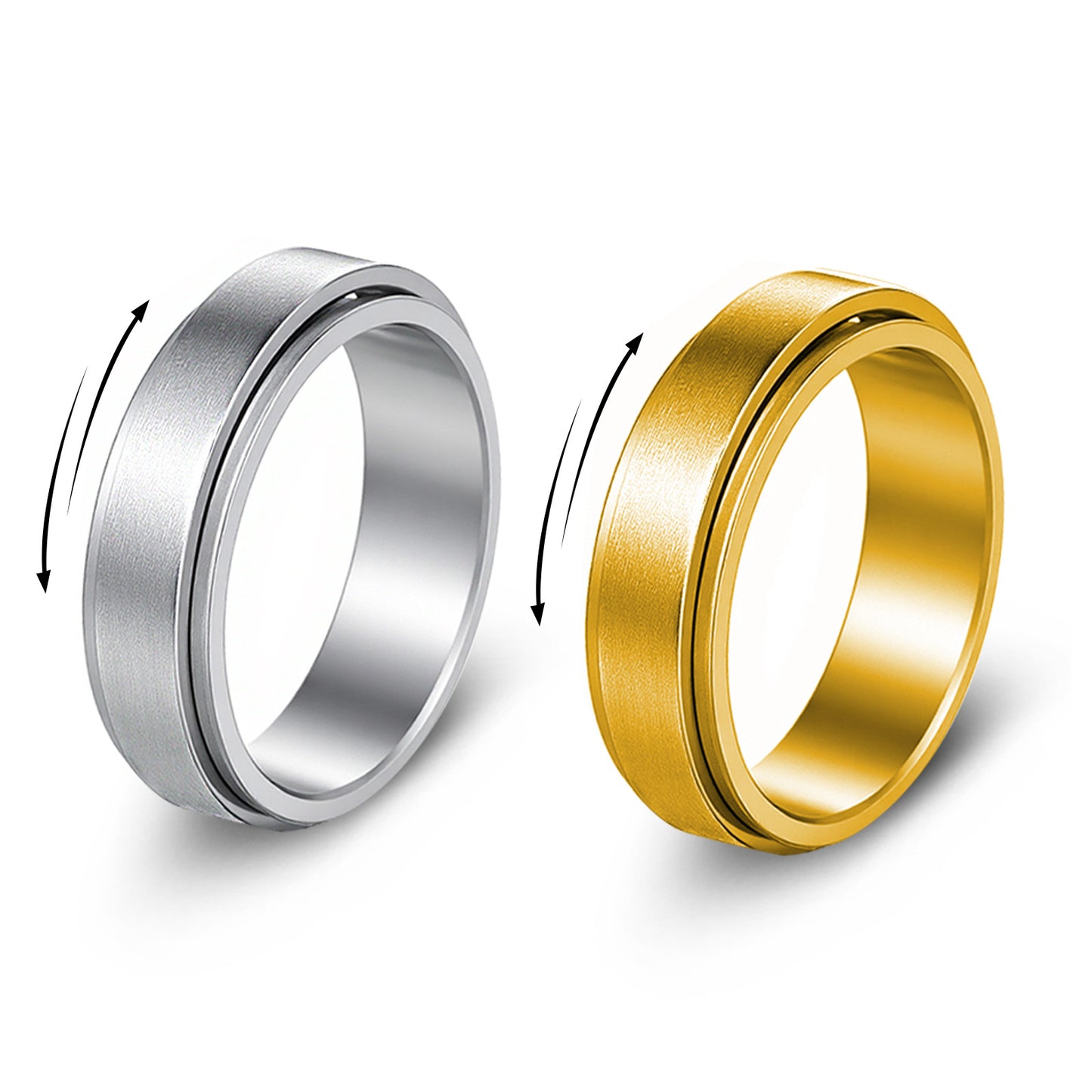 Planderful Everyday Genie Stainless Steel Spinner Ring 6mm Unisex Matte Finish Stress Relief