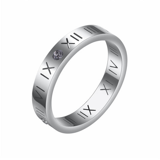 Planderful Zircon Ring Stainless Steel Hollow Unisex Couples Trendy Personality Jewelry