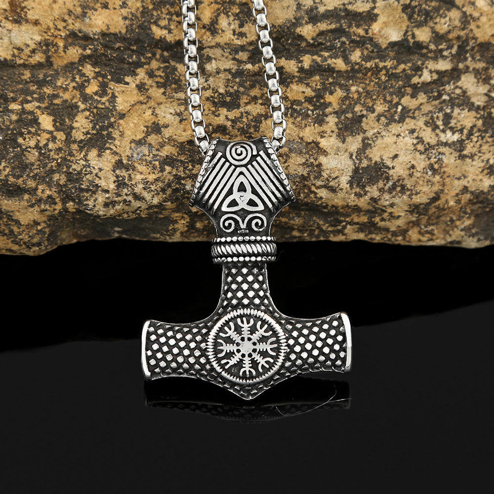 European and American Viking Rune Necklace Men's Double Sided Pendant