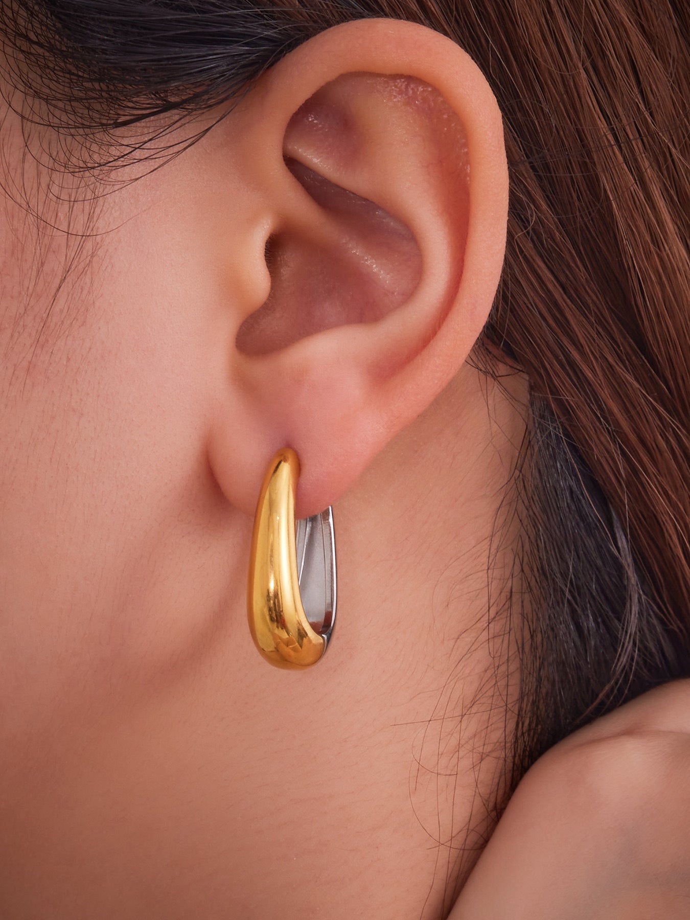 Planderful 18K Gold Plated U Shaped Earrings Minimalist Women