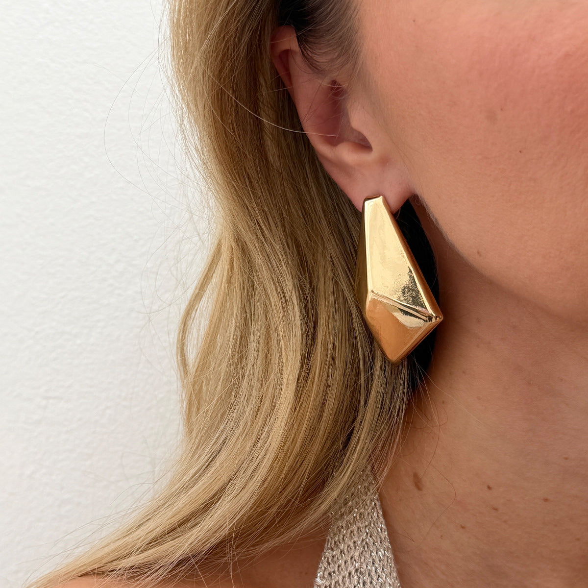 Planderful Vienna Verve Geometric Pleated Stud Earrings For Women Statement Jewelry