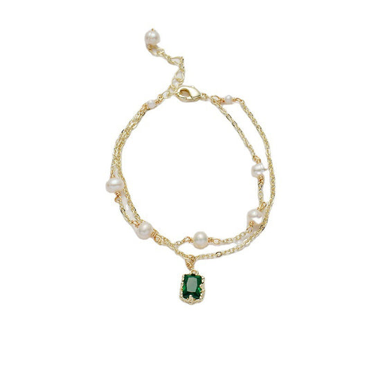 Fortune's Favor Sterling Silver Crystal and Pearl Double Bracelet