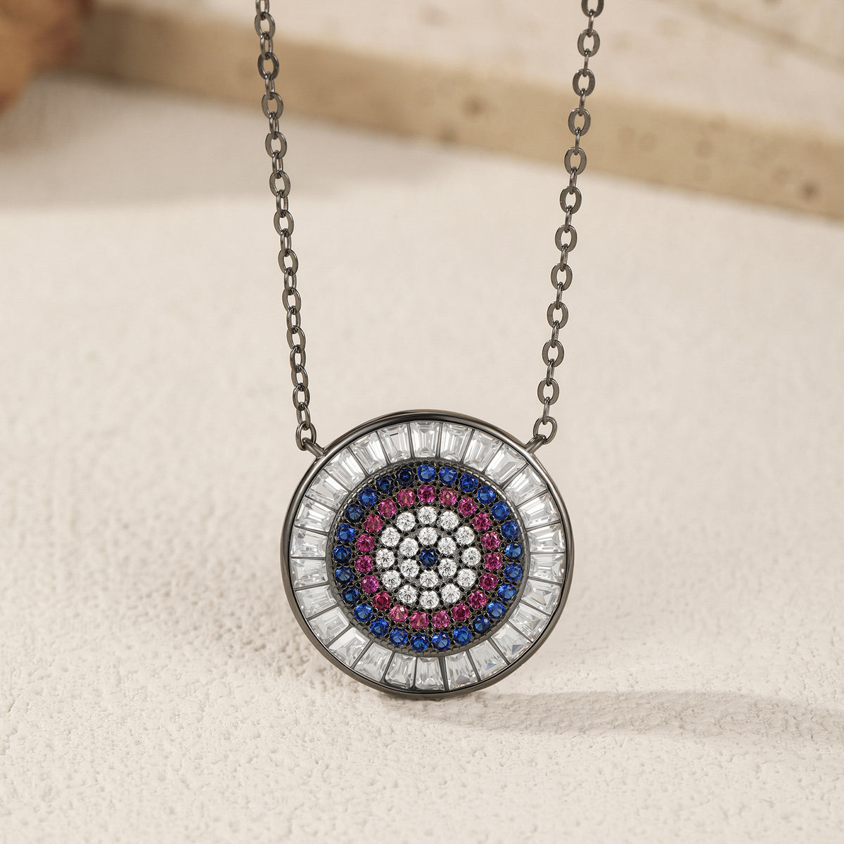 925 Sterling Silver Two-Tone Zircon Necklace