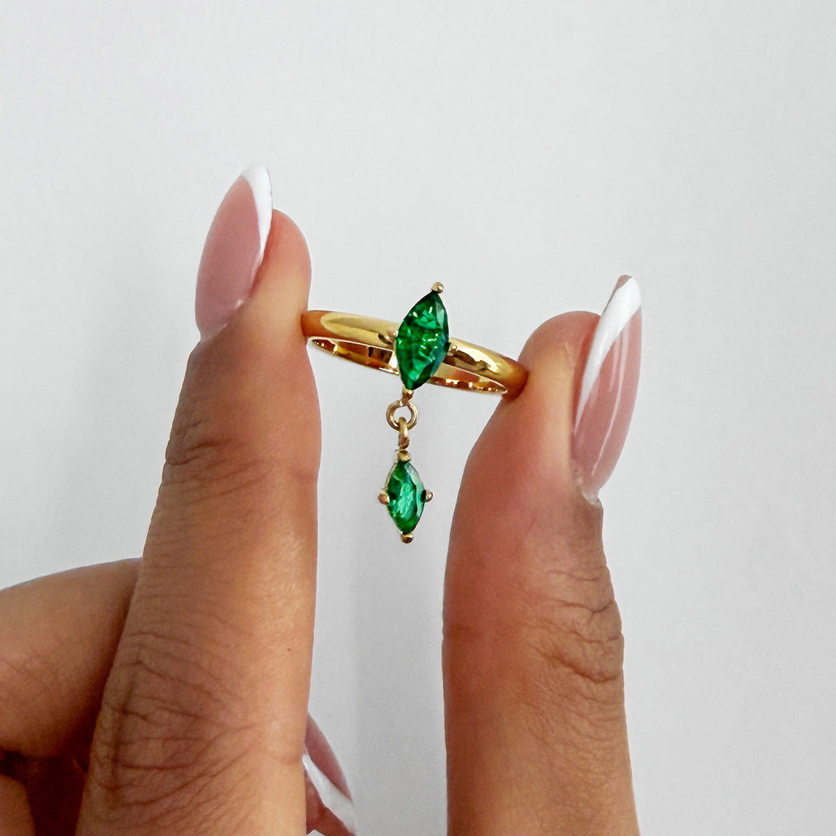 Planderful Stainless Steel Zircon Rhombus Fringed Statement Ring For Fashion Forward Women