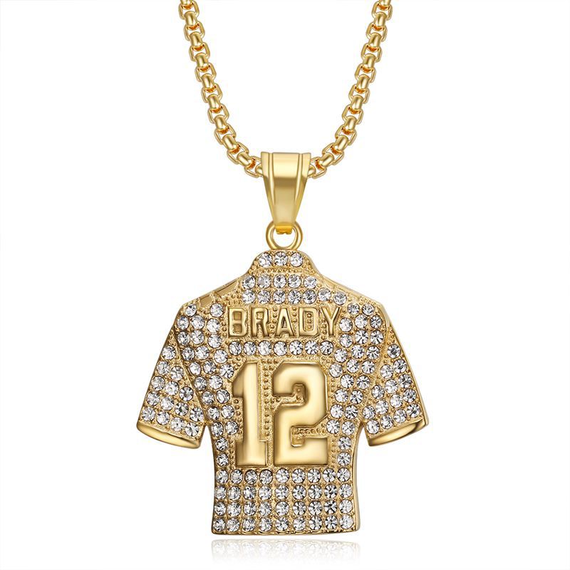 Planderful Stainless Steel NFL Quarterback Jersey Pendant Necklace Number 12 For Hip Hop Fans Gift