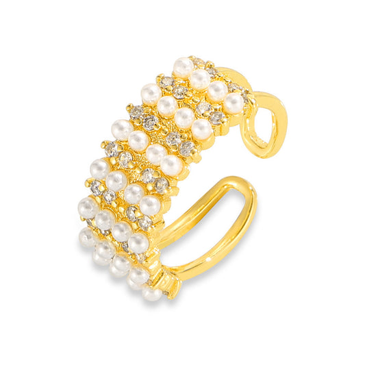 Chic Zircon Bead Hollow Ring with Adjustable Opening