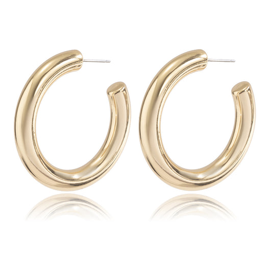Business Chic Collection: Vienna Verve Sterling Silver Earrings with Semi-Circular Ring