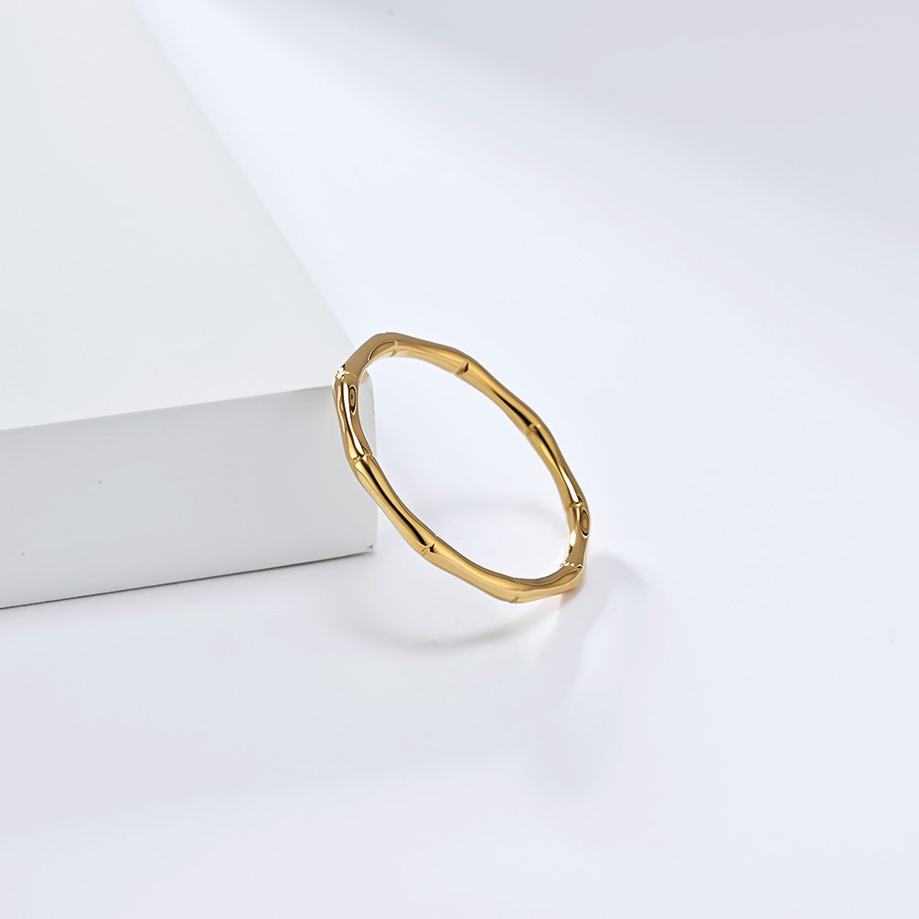 Planderful Bamboo Ring For Women Titanium Steel Closed Bamboo Design Lightweight Elegant Luxury Jewelry