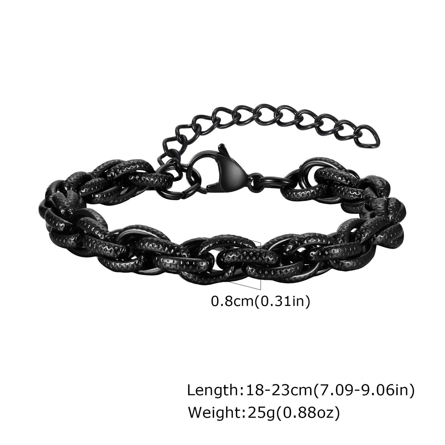 Stainless Steel Twisted Twist Chain Bracelet Vintage Grey Men's Jewelry