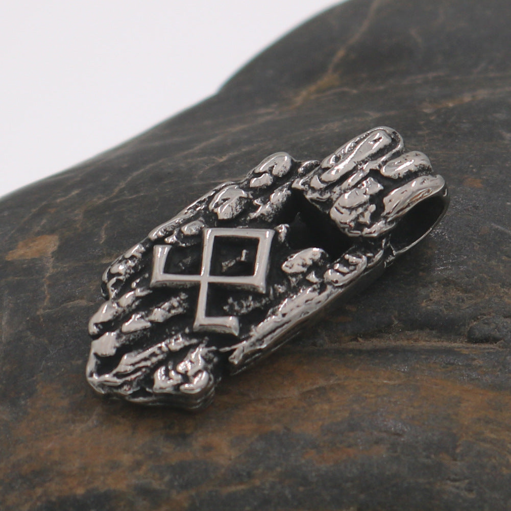 Nordic Mythic Tree Pattern Necklace with Viking Odin Talisman