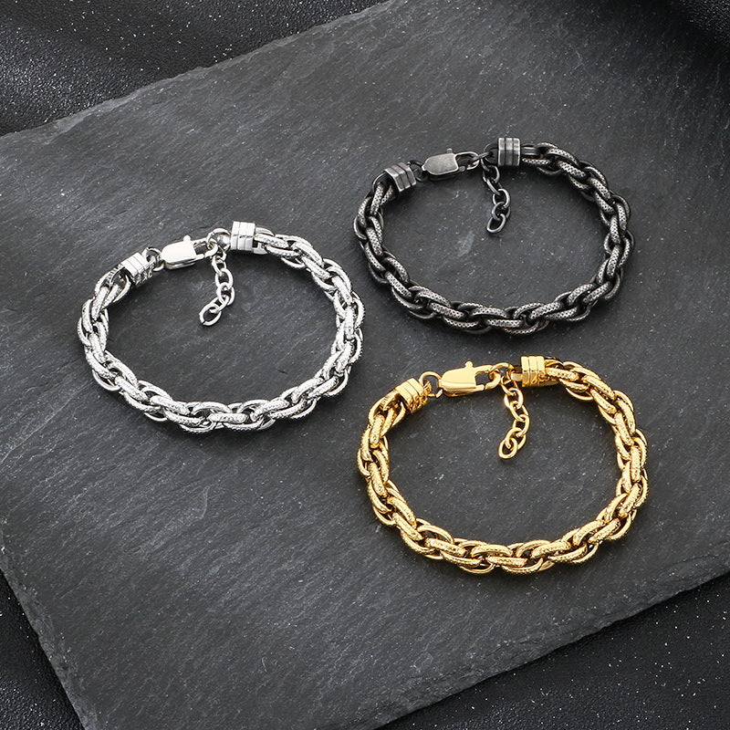 With Extension Chain Bracelet – Beating Pattern Handmade Twist Chain Men's Stainless