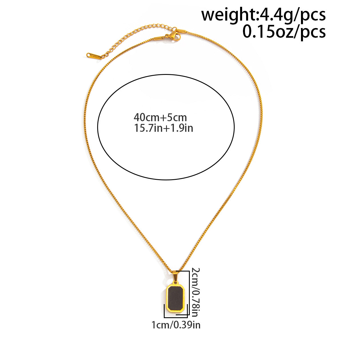 Black & Gold Square Pendant Necklace