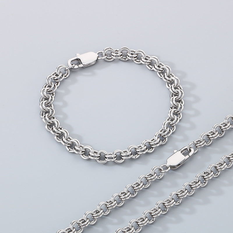 Stainless Steel Double Circle O Chain Bracelet Unisex